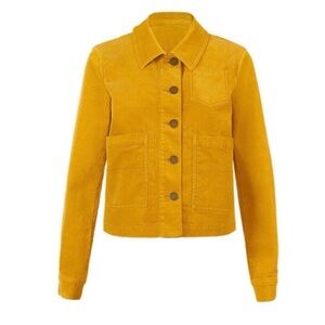 Cabi 3909 Jacket Womens Small Yellow Mustard Button Corduroy Citizen City